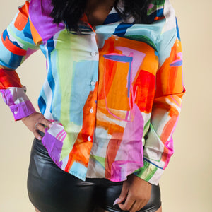 Color Block Long Sleeve Top